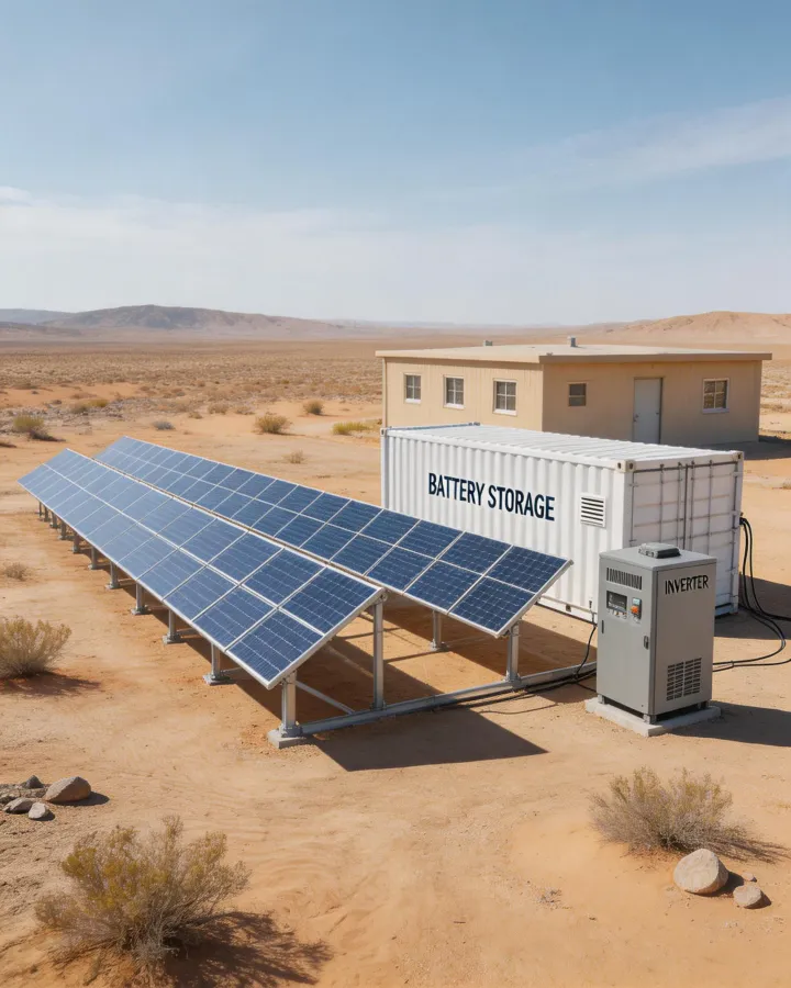 Remote microgrid solar battery installation